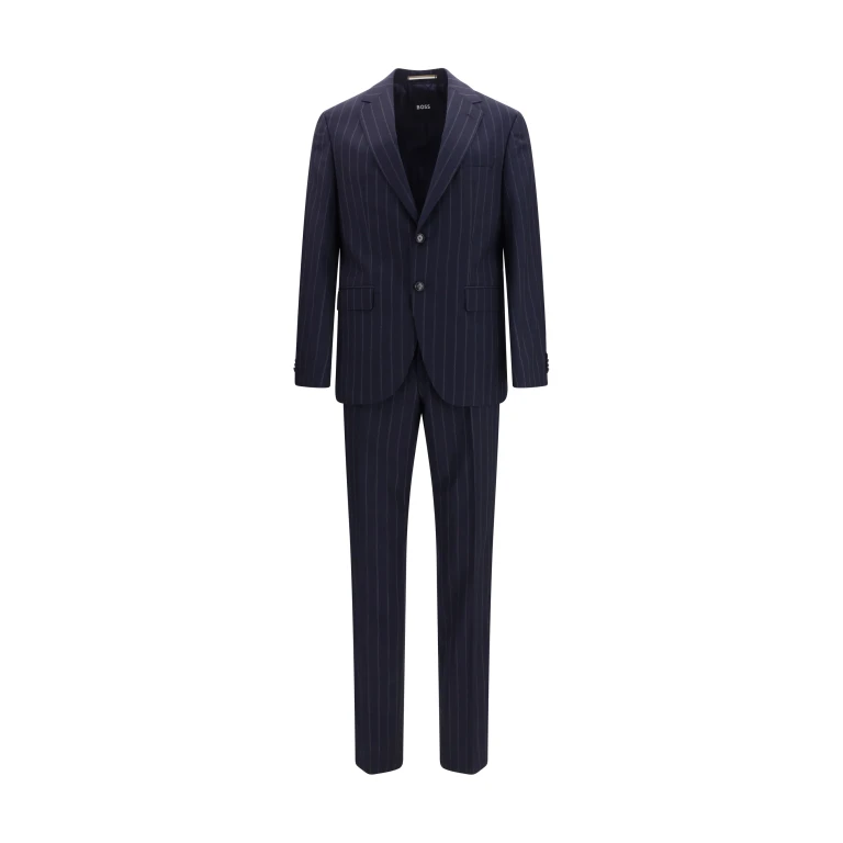 Suit Striped Virgin Wool Dark Blue