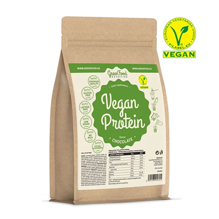 Greenfood Vegan Proteins Gluten-Free Chocolate Flavored 750 G