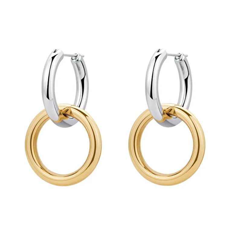Round two-tone earrings made of steel 2in1 Aura BAU21