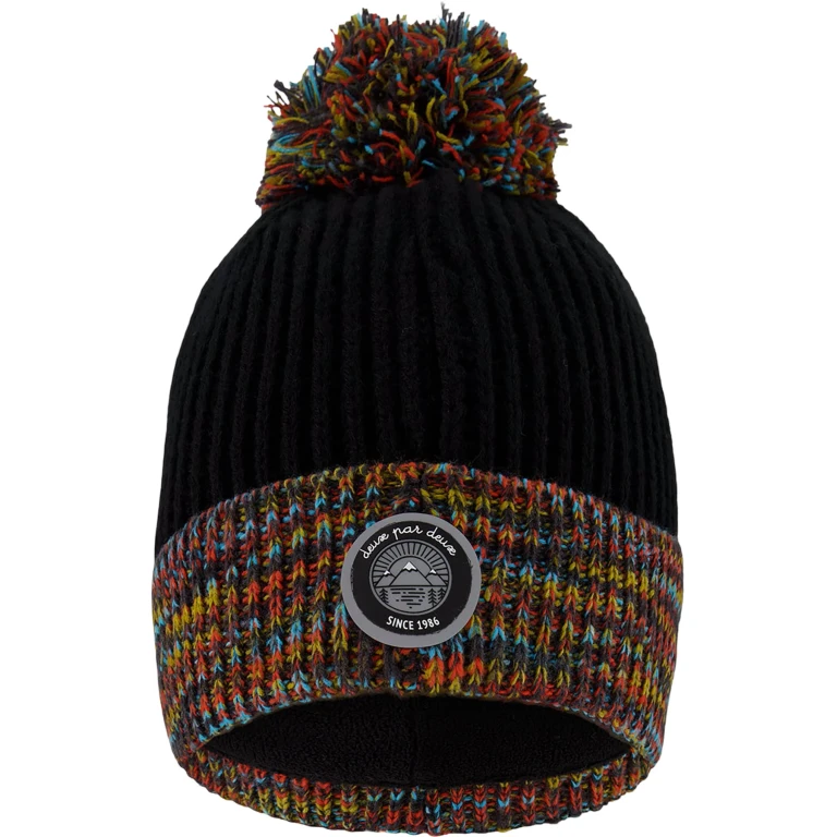 Multicolor Lined Knit Winter Hat with Pompom - Little Boy
