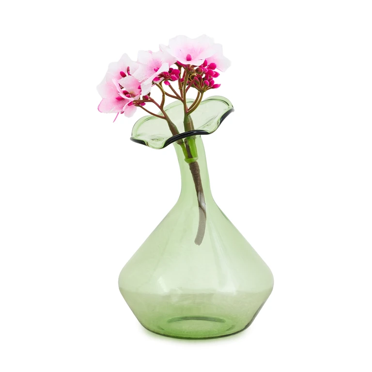 Glass Angled Neck Mini Vase Green One Size
