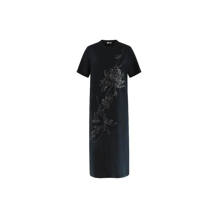 Woblack Embroidered Straight Dress