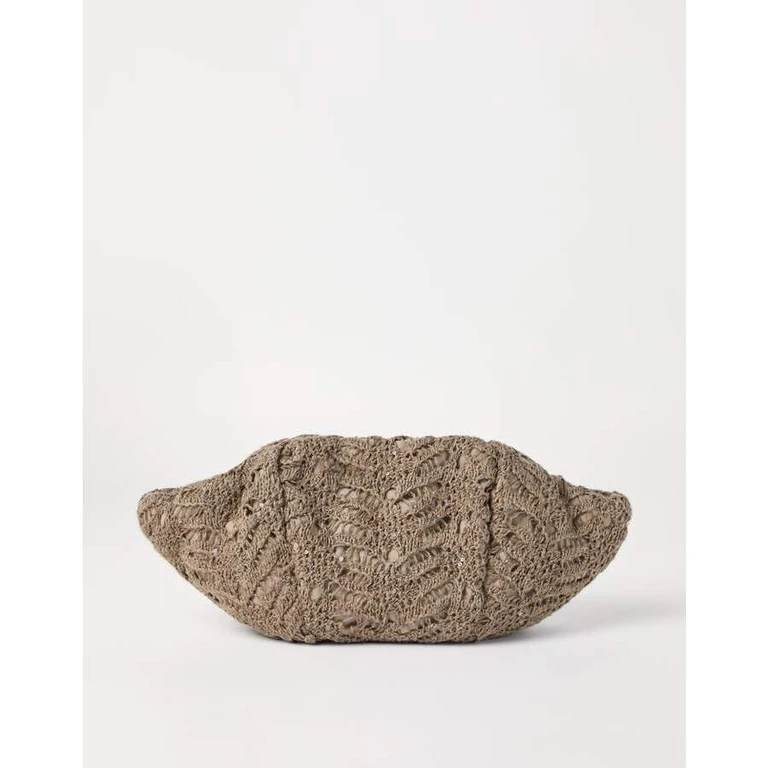 Taupe Leather Woven Bag