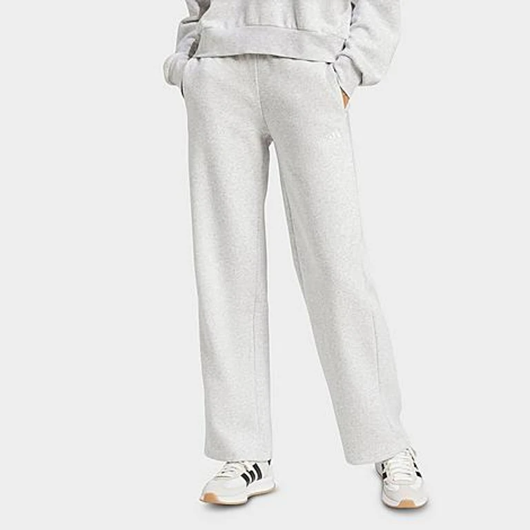 Women's Sportswear Essentials Small Logo Feel Cozy Open-Hem Pants in Light Grey Heather/White Size: XS