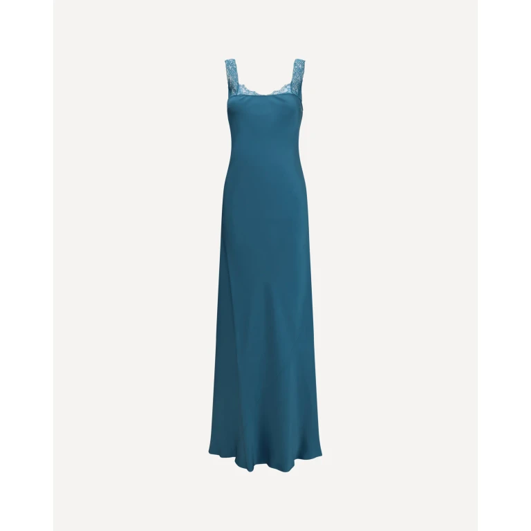 FORTE_FORTE satin maxi Dress with lace trims Female I