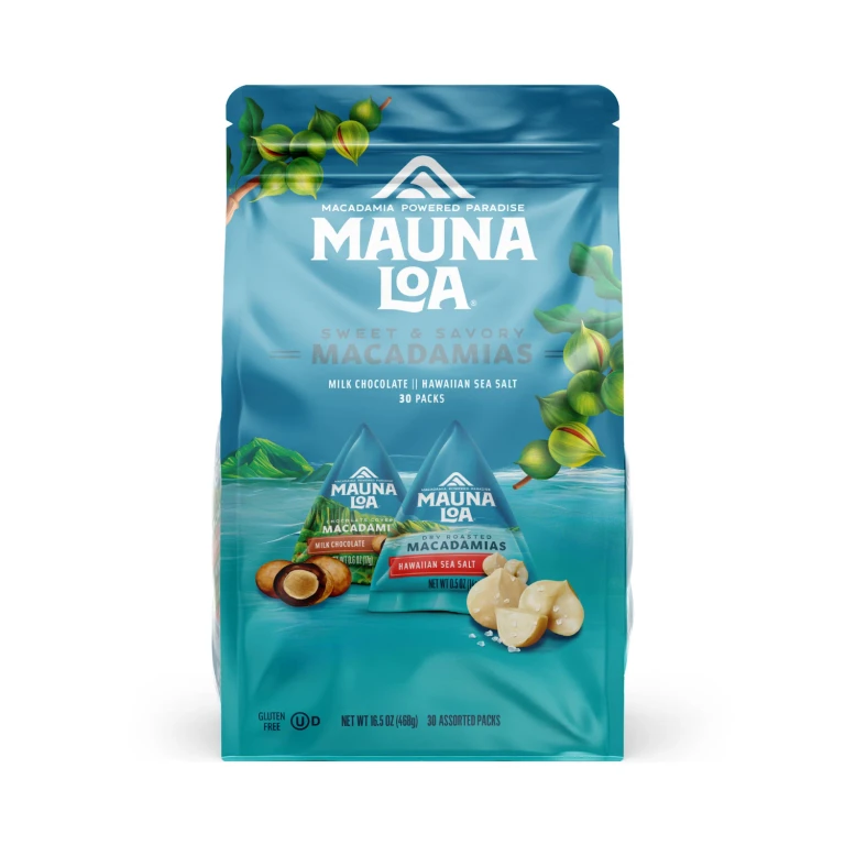 Sweet and Savory Macadamias, Milk Chocolate and Hawaiian Sea Salt 30 pk.