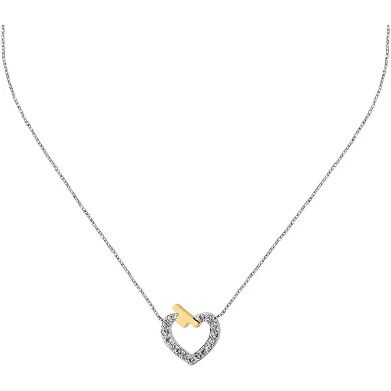 Steel Necklace with Zirconia and Logo T Tjaxc44 (Chain, Pendant)