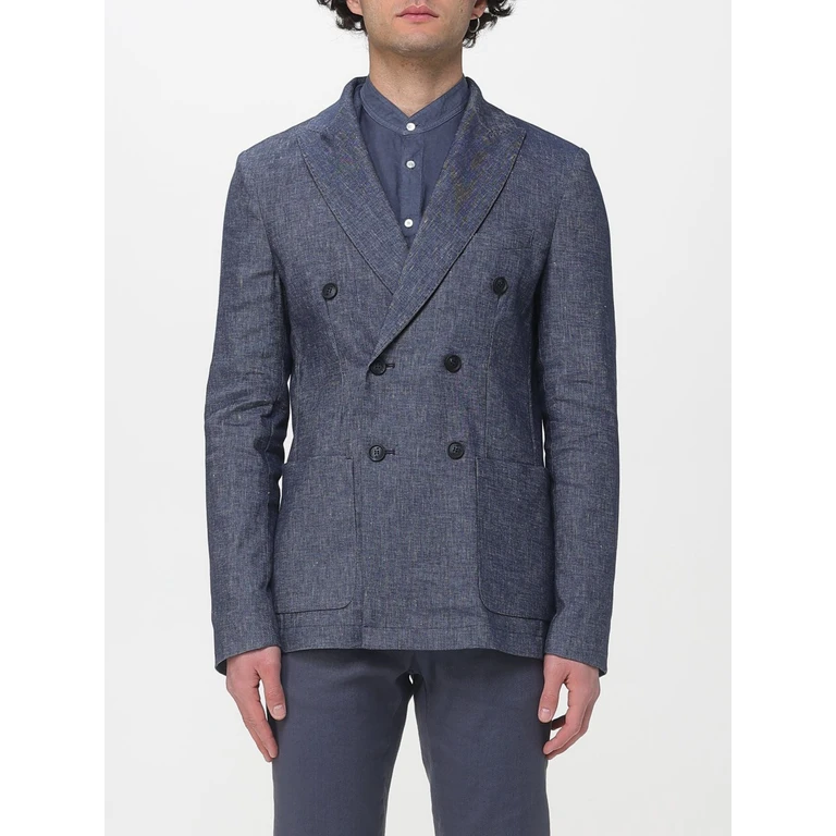 Double-Breasted Cotton and Linen Blend Blazer (3GC3970MTE341012)
