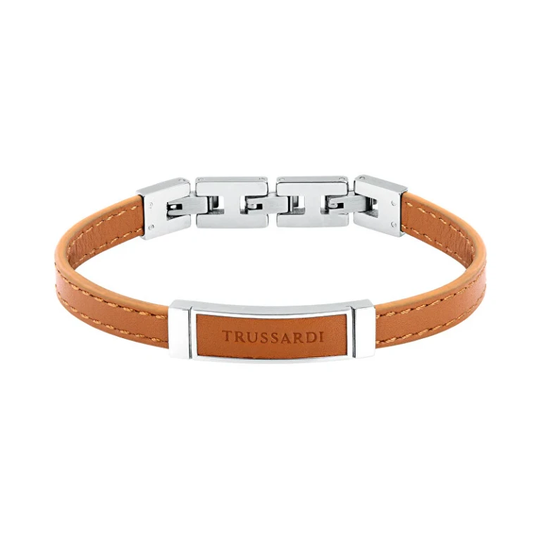 Light Brown Leather Bracelet for Men T-Leather Tjaxz04
