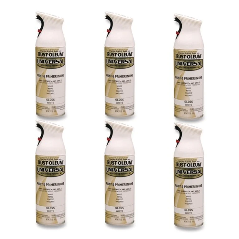 245199 Universal Premium Spray Paint, Gloss White, 12 oz Aerosol Can, 6/Carton