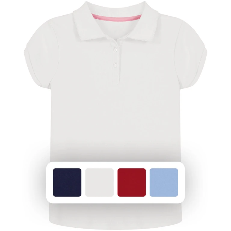Girls Uniform Polo White 6X:- White, 6X