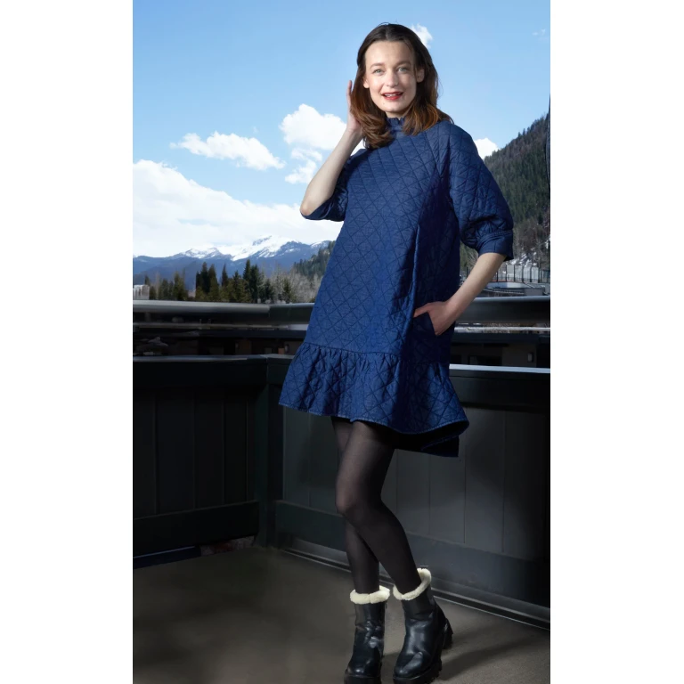 St. Tropez Softly Quilted Denim Dress, Oversized Silhouette