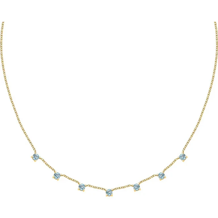 Gold Plated Necklace with Blue Cubic Zirconia Tesori Saiw303