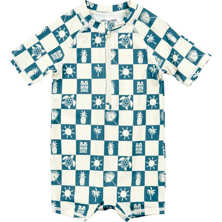 Printed Short Sleeve One Piece Swimsuit - Boys