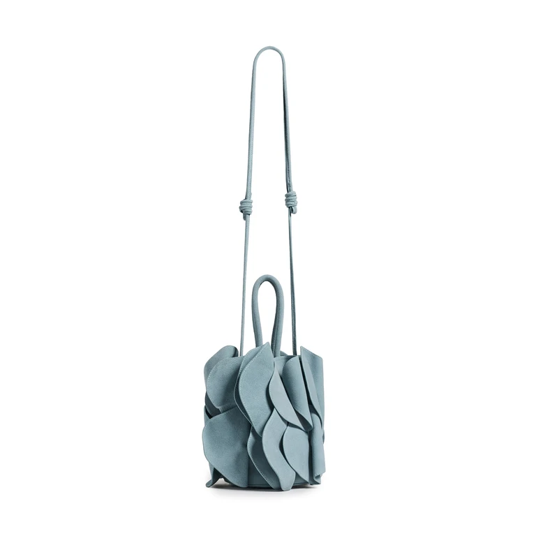 Suede Flower Handbag Blue One Size