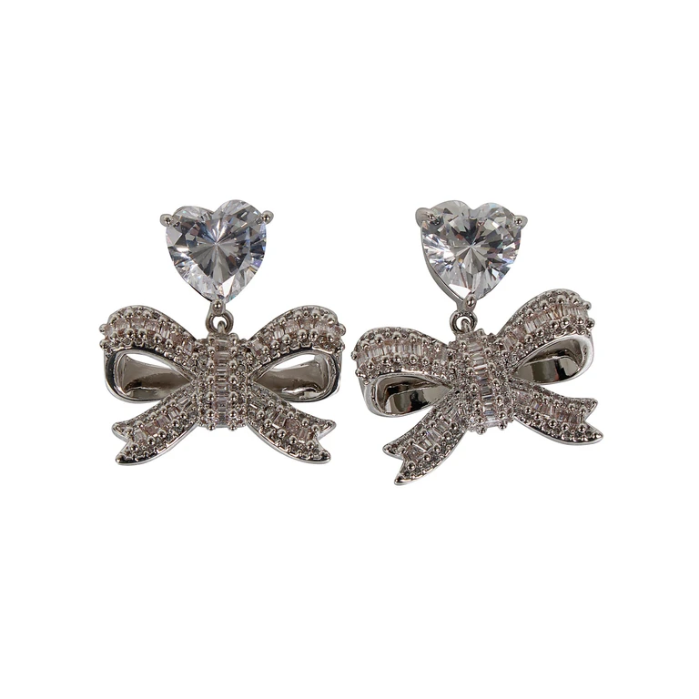 Earrings Heart Bow Drop