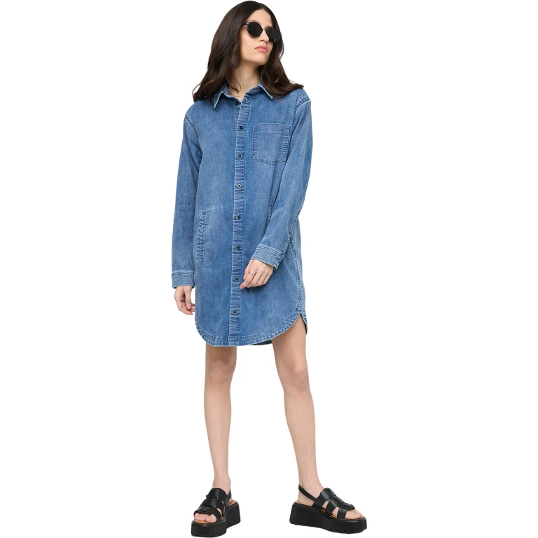 Performance Denim Lite Shirt Dress - Women's