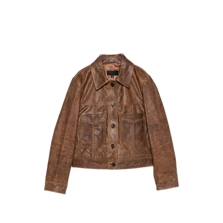 Susannah Leather Flap-pocket Jacket