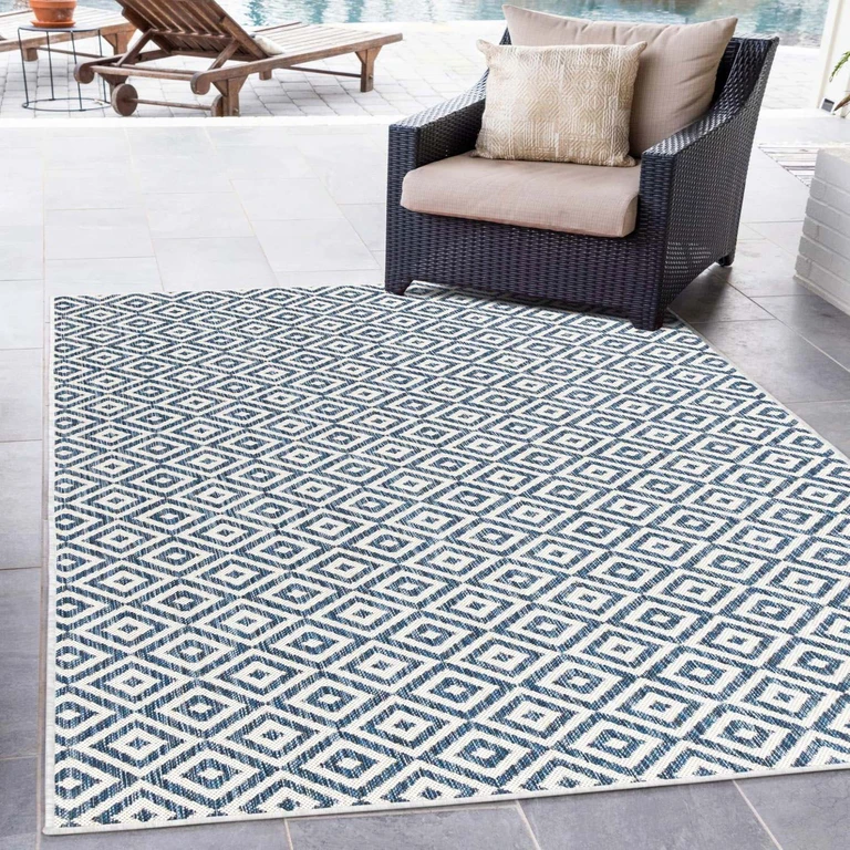 Costa Rica Outdoor Rug:- Blue, 4' x 6'
