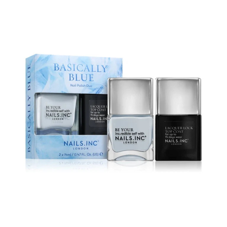 Basically Blue Nail Polish Set Always Making Waves nail polish 14 ml + Lacquer Lock nail top coat 14 ml