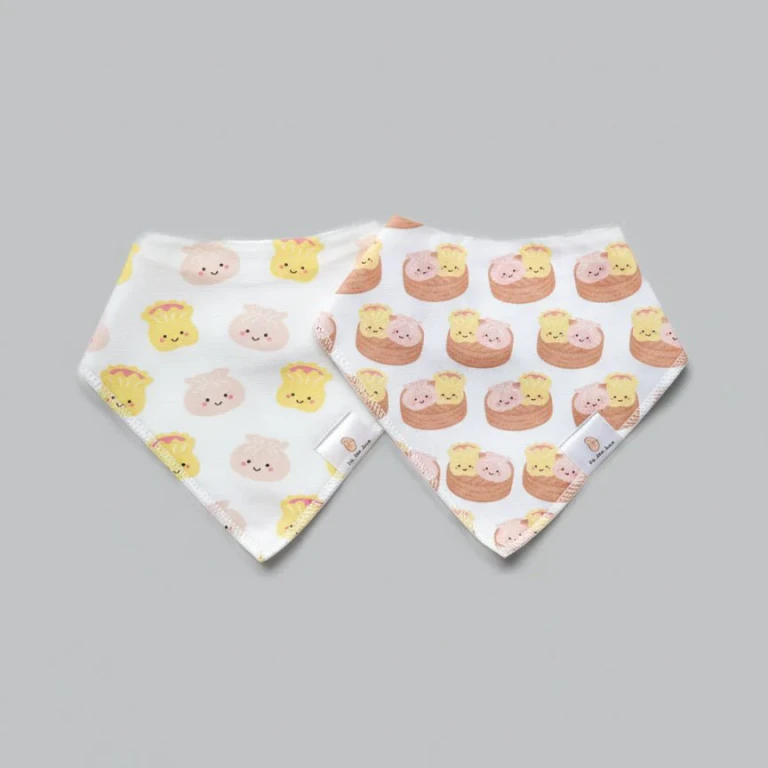 Organic Cotton Bandana Bibs 2pcs Set - Milk Tea + Egg Tart Combo