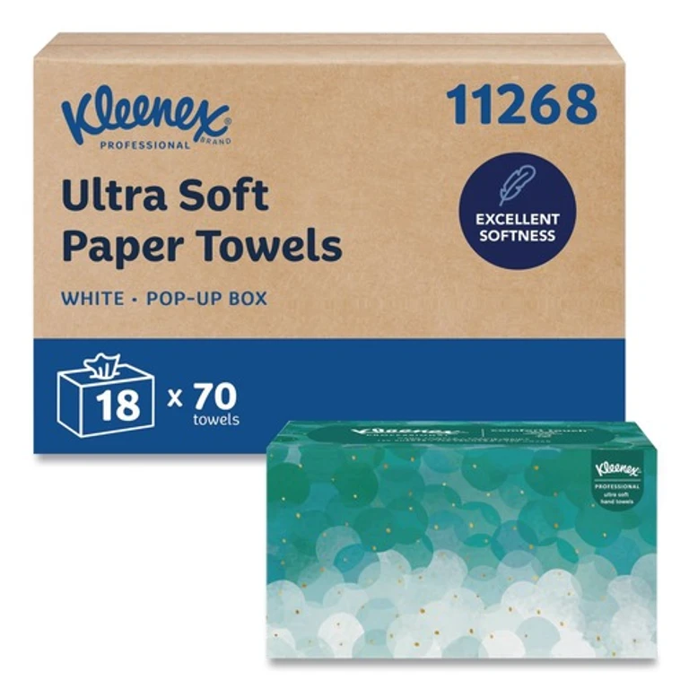 11268 1-Ply 9 in. x 10 in. POP-UP Box Ultra Soft Hand Towels - White (70/Box)