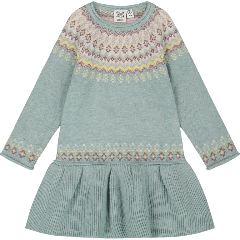 Jacquard Sweater Dress with Ribbed Skirt - Little Girl