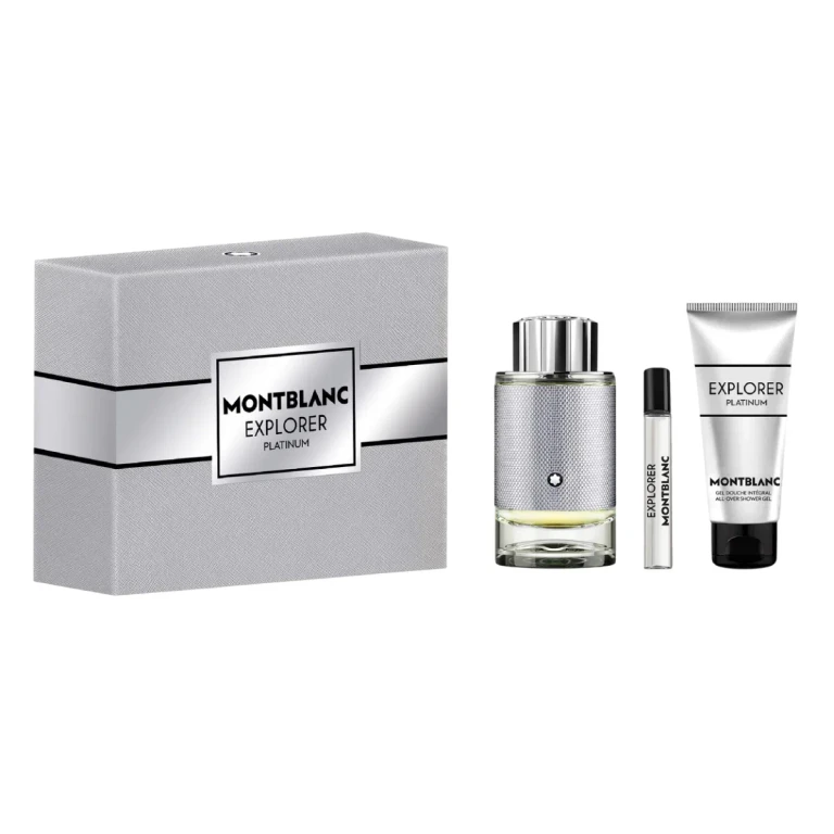 Set Montblanc: Explorer Platinum Eau De Parfum for Men 100 ml + Explorer Platinum Eau De Parfum for Men 75 ml + Explorer Platinum Shower Gel for All S