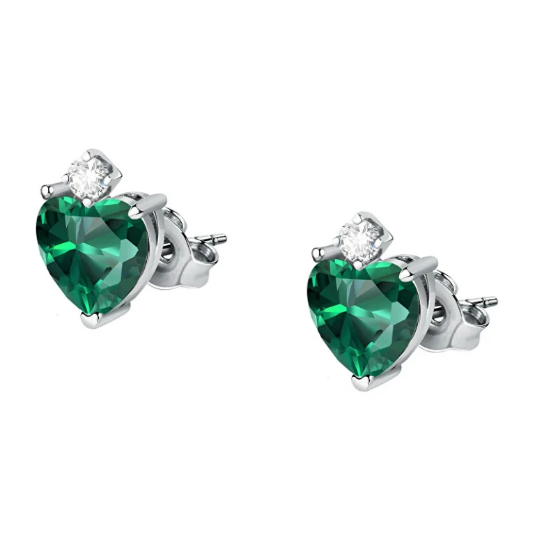 Heart-Shaped Silver Earrings Romantic Tesori Saiw164