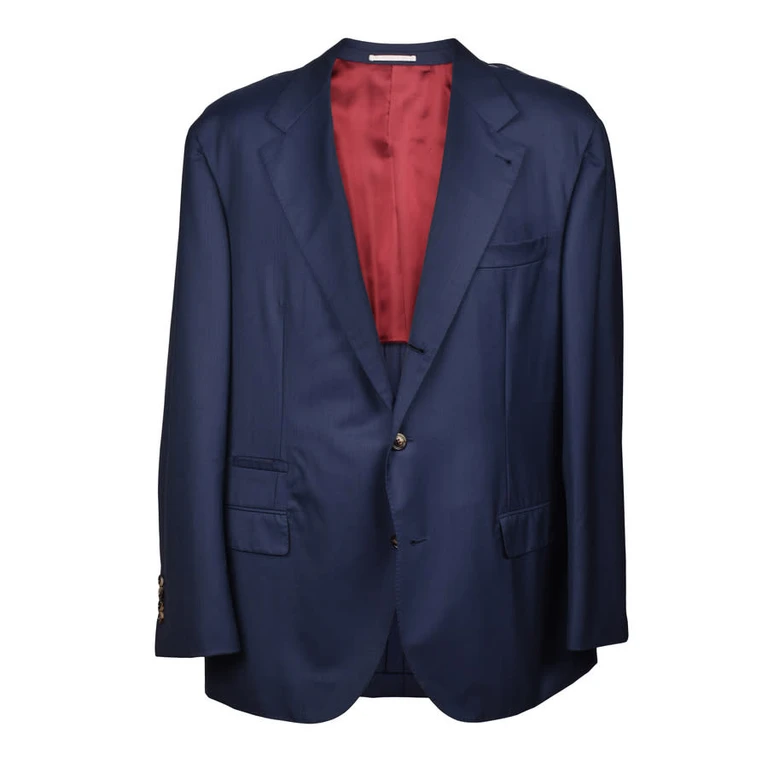 Navy Virgin Wool Three-Button Blazer