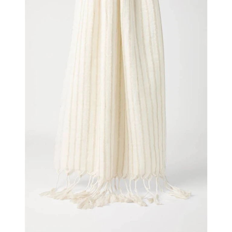Women'S Off White Wool Linen Scarf