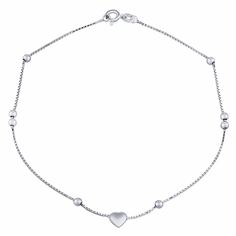Bethany Decorative Silver Ankle Chain with Heart and Balls Zt26502A