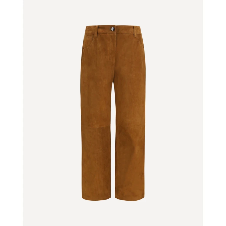Straight-leg corduroy-effect leather Pants Female 36