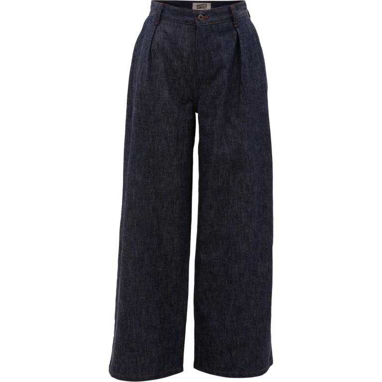 Wide Leg Trouser - Rinsed Denim - Indigo - Women's