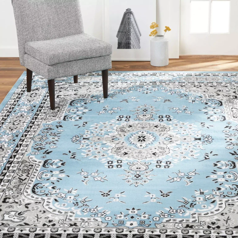 Area Rug, Assorted Designs & Sizes:- 5'x7', Blue/Grey
