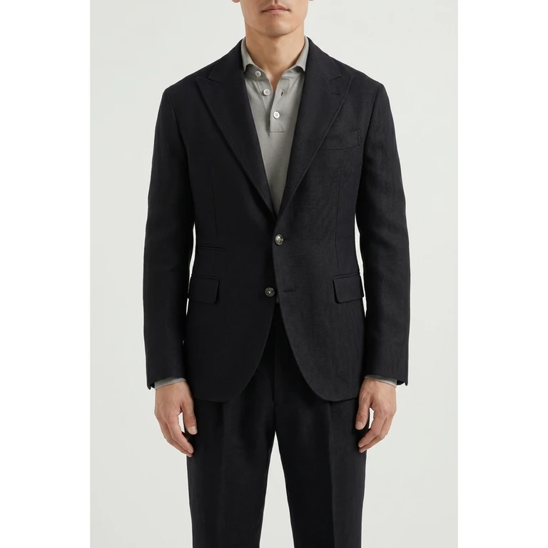 Black Wool Linen Suit