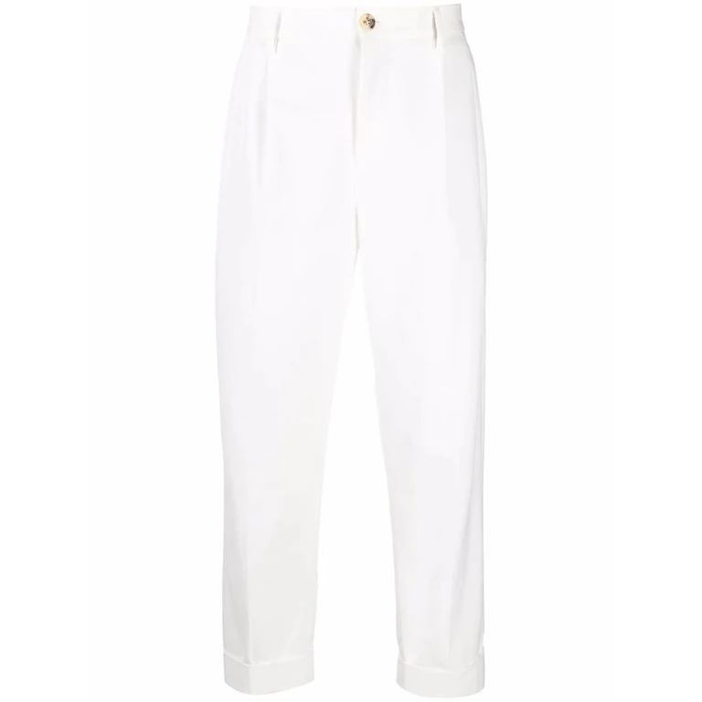 White Pleated Tailored Trousers