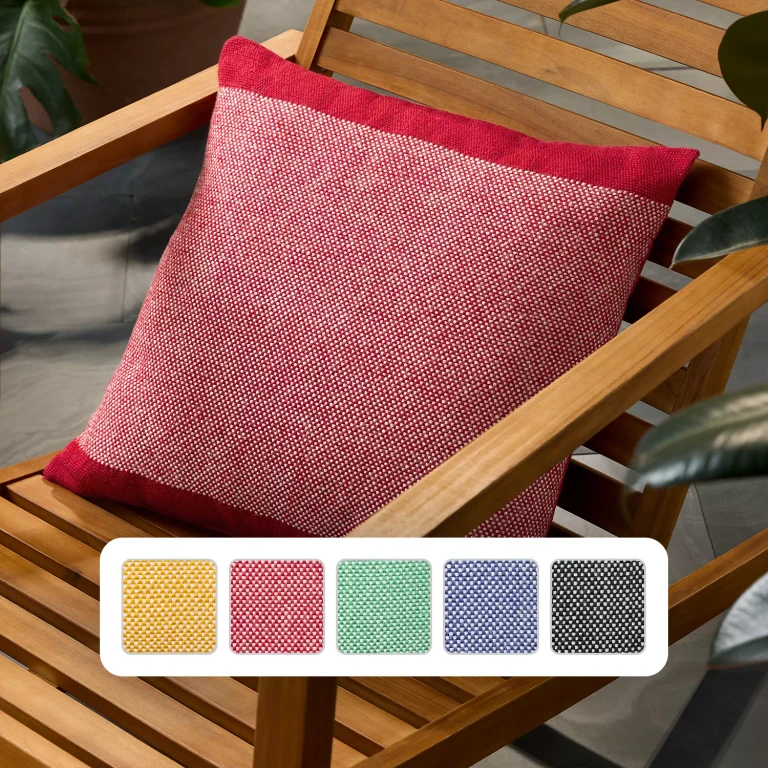 Alara Solid Border Indoor/Outdoor Decorative Pillow:- Red/Ivory, 20' x 20'
