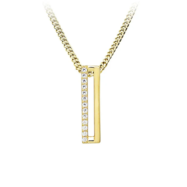 Minimalist Necklace with Cubic Zirconia Gold Plated Sc539 (Chain, Pendant)