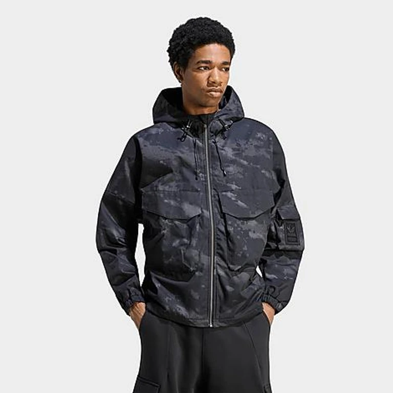 Chaqueta adidas Originals Camo Ripstop con cremallera completa en negro