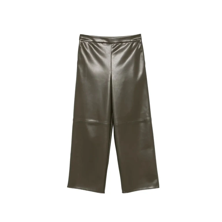 Maxmara `S Leather-Look Cropped Pants
