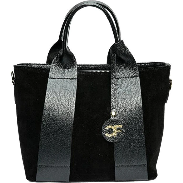 Women's Leather Handbag in black shade