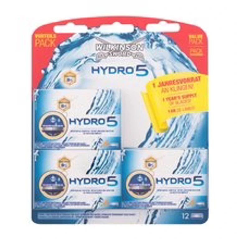 Hydro 5 Replacement blades with gel cushions in a pack of 12 pieces
