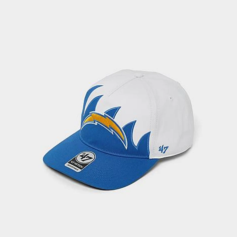 '47 Los Angeles Chargers NFL Jagged HITCH Snapback Hat in White/Blue