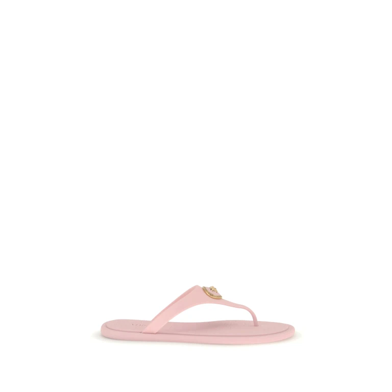 Rubber Thong Sandals Pastel Pink/Gold