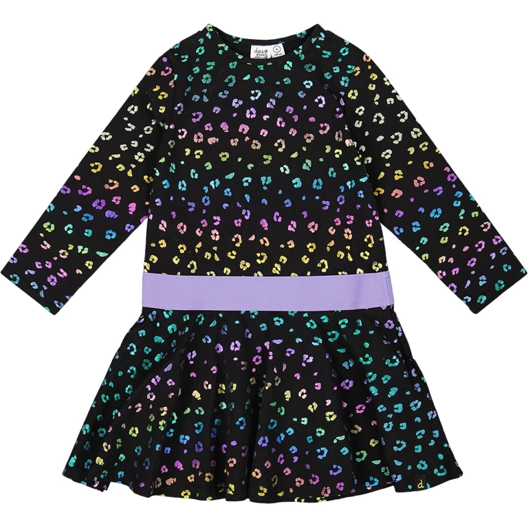 Multicolor Leopard Jersey Dress - Big Girl