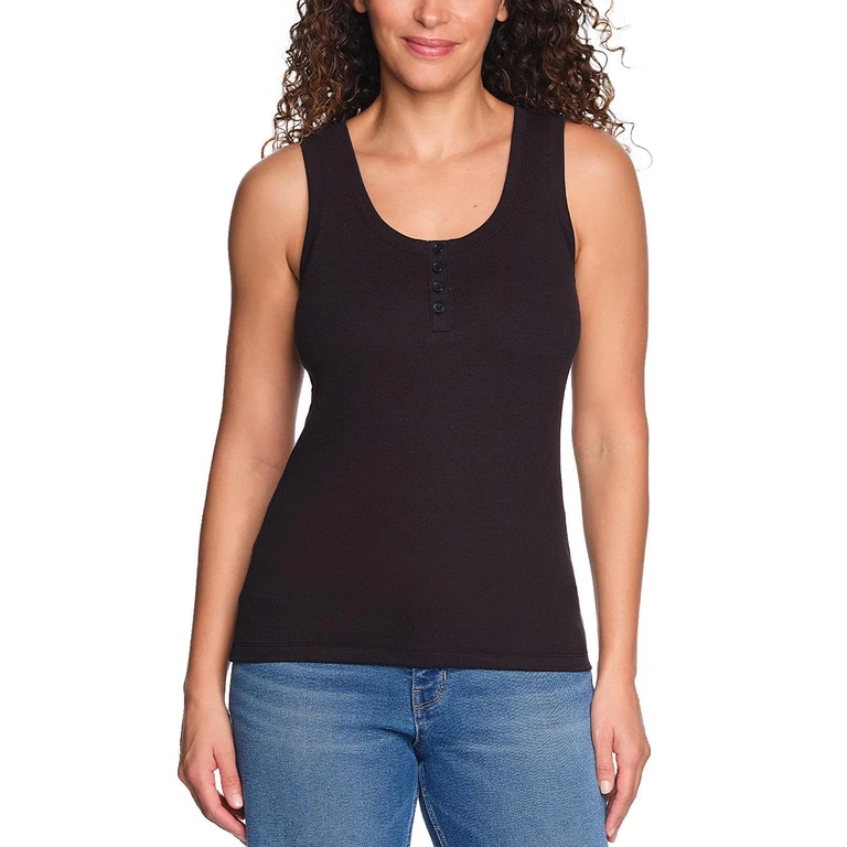 RIBBED TANK TOP - BLACK XS:- Black, XS
