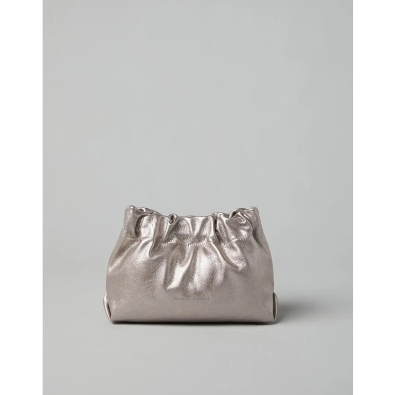 Metallic Leather Pouch Bag