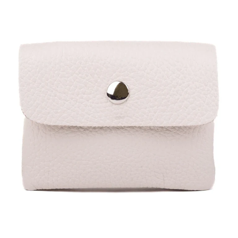 Beige Leather Mini Wallet