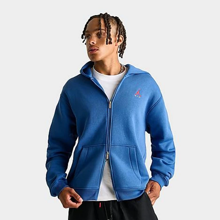 Men's Brooklyn Full-Zip Hoodie in True Blue/University Red Size: Small